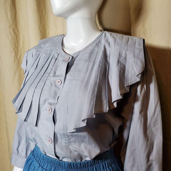 vintage 70s pleated victorian style blouse